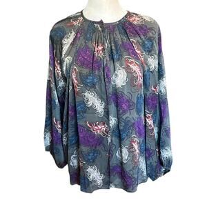 Tucker NYC Long Sleeve Silk floral Print Blouse Flowy Boho Size XL